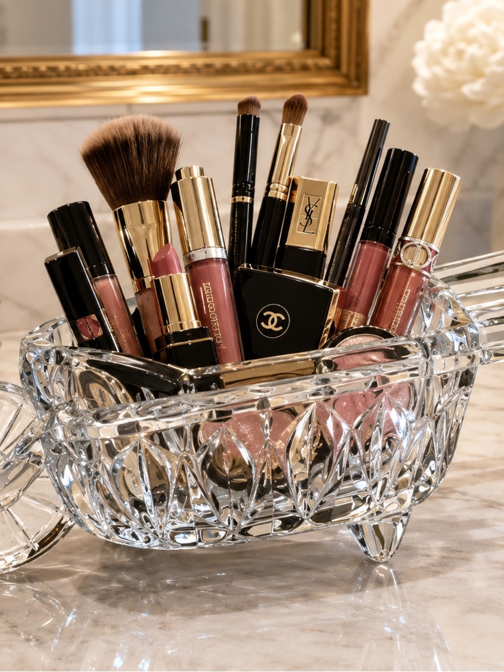 Mikasa Crystal Garden Gifts Wheelbarrow Trinket, Jewelry or Makeup Holder
